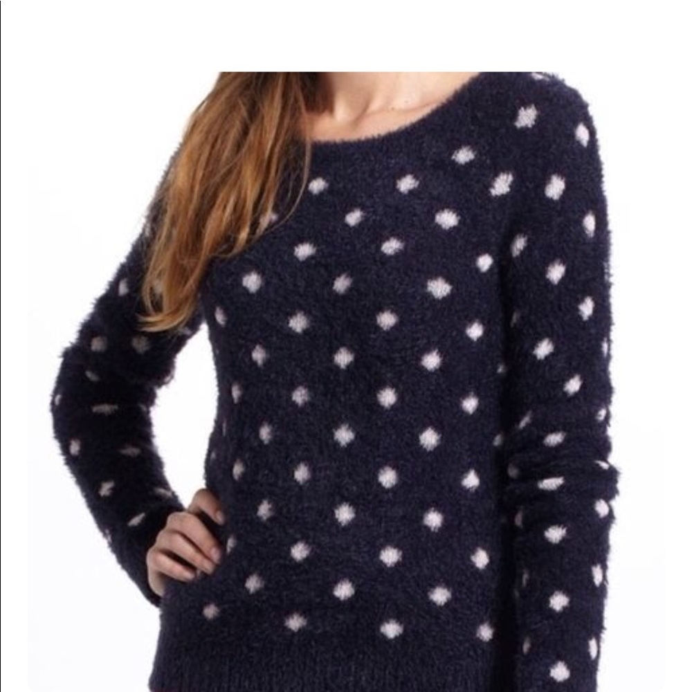 Anthropologie Moth polka dot fuzzy sweater med
